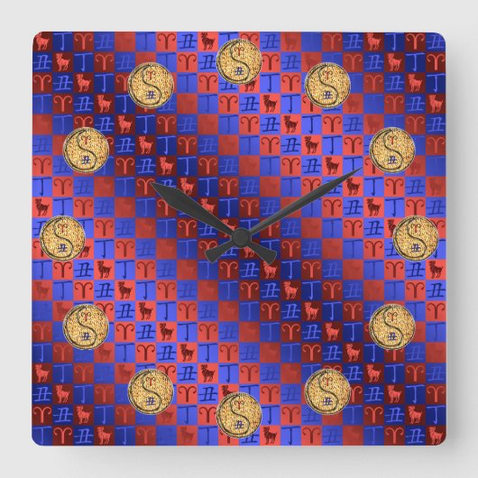 Horloge Carrée Aries & Fire Ox (Recto)