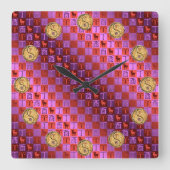 Horloge Carrée Aries & Fire Rooster (Recto)