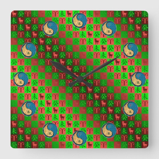 Horloge Carrée Aries & Water Goat (Recto)