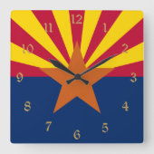 Horloge Carrée Arizona Drapeau : Réglage de Star Sun, État du cui (Recto)