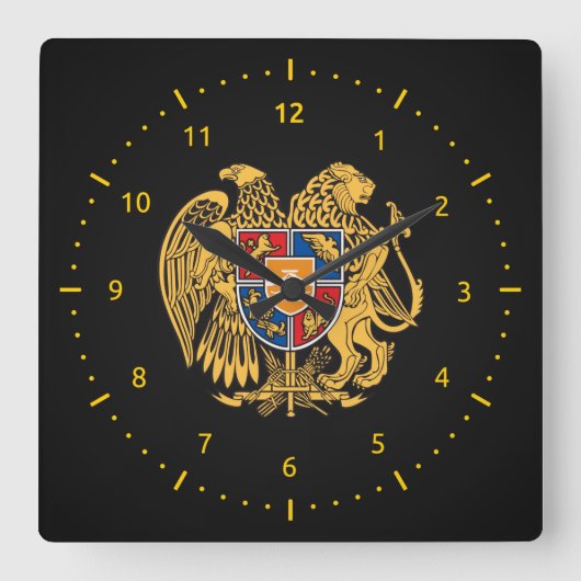 Horloge Carrée Armenian coat of arms Wall Clock (Recto)