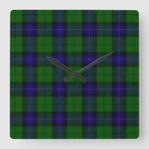 Horloge Carrée Armstrong tartan blue and green plaid