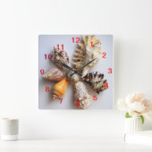 Horloge Carrée Arrangement de Seashell (Maison)