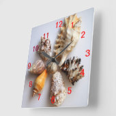 Horloge Carrée Arrangement de Seashell (Angle)