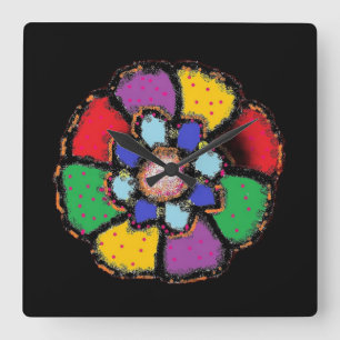 HORLOGE CARRÉE ARRIÈRE - PLAN ABSTRAIT DE CONCEPTION DE FLEURS PÉ