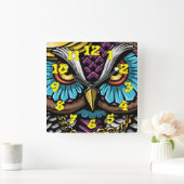 Horloge Carrée Arrière - plan de graffitis avec numéros de graffi (Maison)