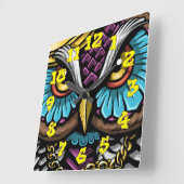 Horloge Carrée Arrière - plan de graffitis avec numéros de graffi (Angle)