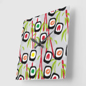 Horloge Carrée Arrière - plan de sushi (Angle)