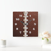 Horloge Carrée Arrière - plan de texture de lacets de football (Maison)