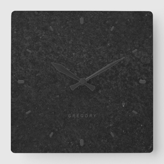 Horloge Carrée Arrière - plan de texture en pierre noire (Recto)