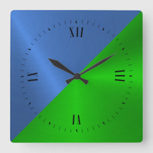 Horloge Carrée Arrière - plan métallique bleu et vert