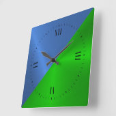 Horloge Carrée Arrière - plan métallique bleu et vert (Angle)