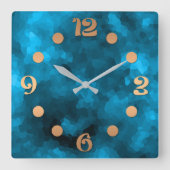 Horloge Carrée Arrière - plan polygonal abstrait bleu (Recto)
