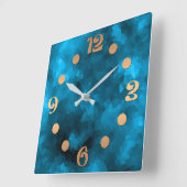 Horloge Carrée Arrière - plan polygonal abstrait bleu (Angle)