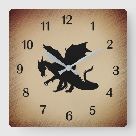 Horloge Carrée Arrière - plan rustique Black Dragon (Recto)
