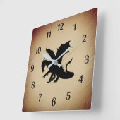 Horloge Carrée Arrière - plan rustique Black Dragon (Angle)