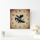 Horloge Carrée Arrière - plan rustique Black Dragon (Maison)