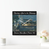 Horloge Carrée "Arrondir un pli" sur le Mississippi : (Maison)