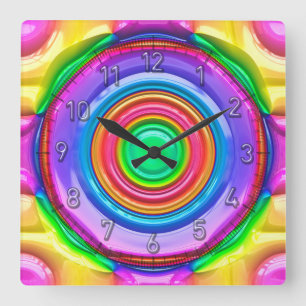 Horloge Carrée Art Abstrait 119 Options de Cadran & Chiffres