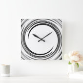 Horloge Carrée Art Abstrait Black Swirl #2 (Maison)