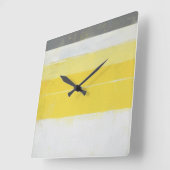 Horloge Carrée Art Abstrait "citrique" gris et jaune (Angle)