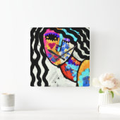 Horloge Carrée Art Abstrait coloré (Maison)