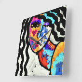 Horloge Carrée Art Abstrait coloré (Angle)