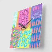 Horloge Carrée Art Abstrait coloré (Angle)