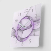 Horloge Carrée Art Abstrait moderne Fractal Lavender Grey (Angle)