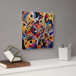 Horloge Carrée Art abstrait musical Kandinsky