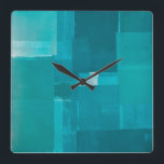 Horloge Carrée Art Abstrait Turquoise Windows<br><div class="desc">The Image used to create this product is an original abstract art painting by T30 Gallery.</div>