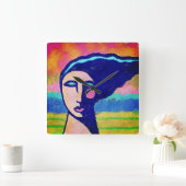 Horloge Carrée Art Abstrait unique (Maison)