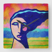 Horloge Carrée Art Abstrait unique (Recto)