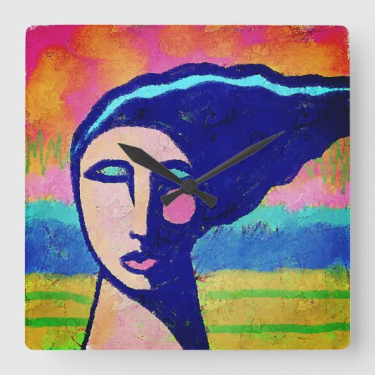 Horloge Carrée Art Abstrait unique (Recto)