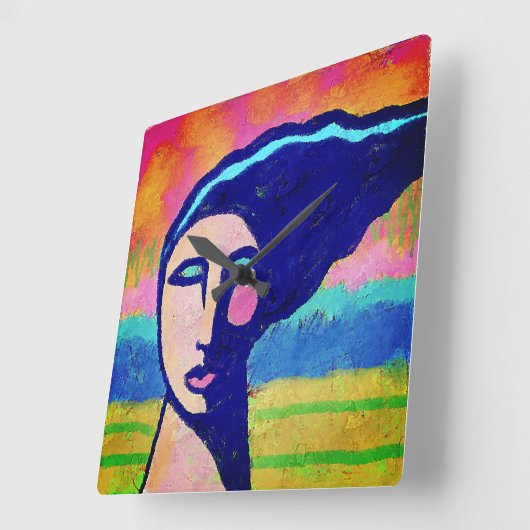 Horloge Carrée Art Abstrait unique (Angle)