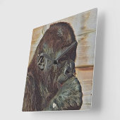 HORLOGE CARRÉE ART CHIMPANZÉ (Angle)