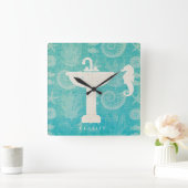 Horloge Carrée Art côtier | Évier de salle de bain (Maison)