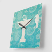 Horloge Carrée Art côtier | Évier de salle de bain (Angle)