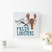 Horloge Carrée Art côtier | Homards frais (Maison)