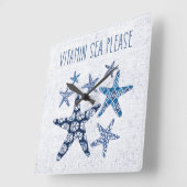 Horloge Carrée Art côtier | Vitamine Mer S'il vous plaît (Angle)