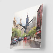 Horloge Carrée Art de Chicago (Angle)