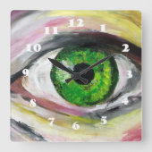 Horloge Carrée Art de l'oeil vert (Recto)