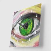 Horloge Carrée Art de l'oeil vert (Angle)