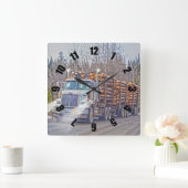 Horloge Carrée Art de notation blanc de la livraison de moulin de (Maison)