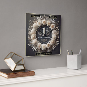 Horloge Carrée Art de papier symbolique pour l'amour