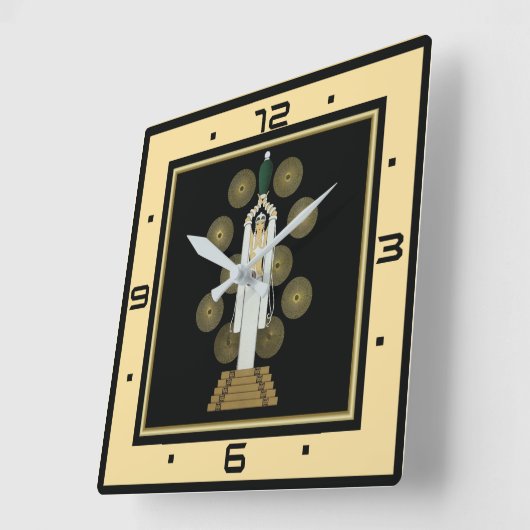 Horloge Carrée Art déco (Angle)