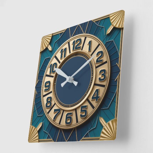 Horloge Carrée Art Deco (Angle)