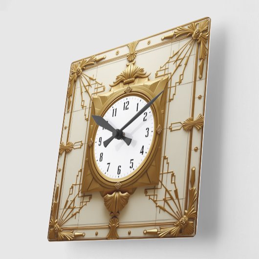 Horloge Carrée Art Deco (Angle)