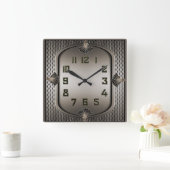 Horloge Carrée Art Déco Argent (Maison)