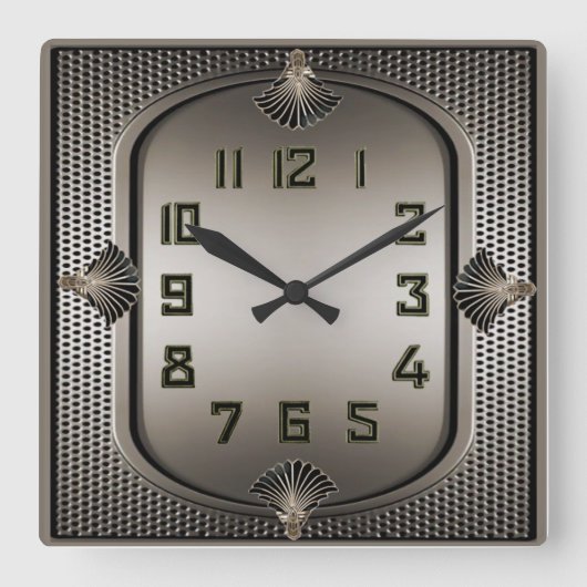 Horloge Carrée Art Déco Argent (Recto)